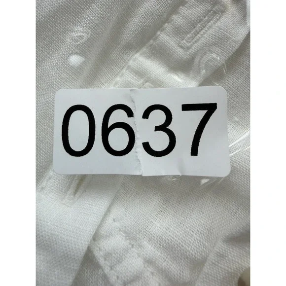 Pilcro White 100% Linen Puff Sleeve Boho Popover Blouse Top Size M - Picture 7 of 7